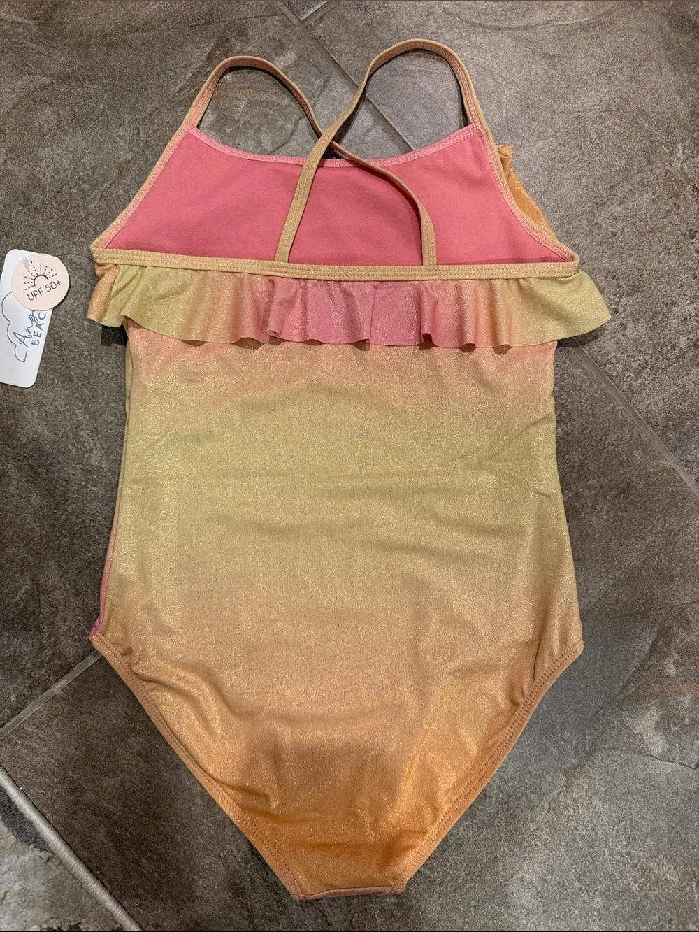 Girls Gradient Pink to Peach One-Piece Swimsuit size 10